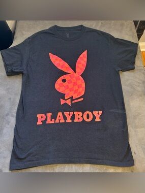 PLAYBOY Black Tee with Red Accent size M